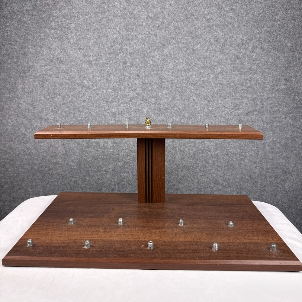 Vintage 2 Tier Wood Beer Tap Display Stand Walnut Finish Threaded Stud Mounts